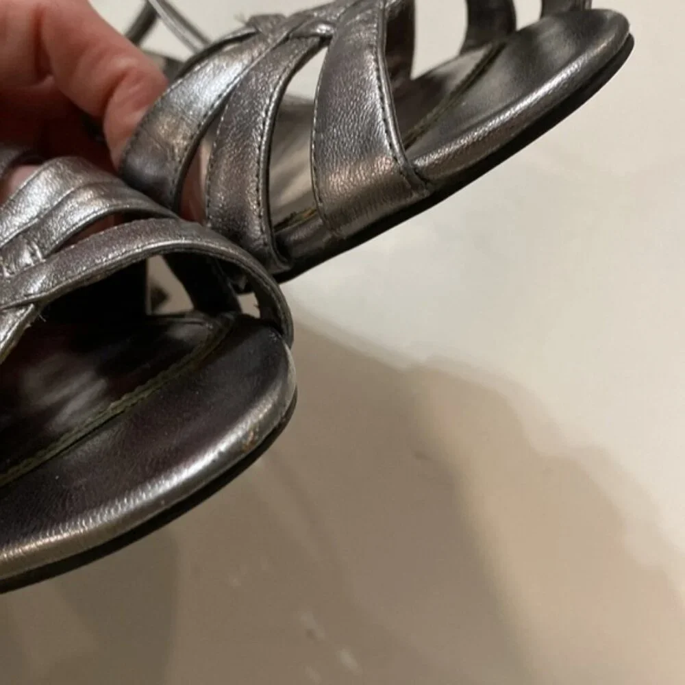 Lauren Ralph Lauren Silver Metallic Strappy High Heel Sandals